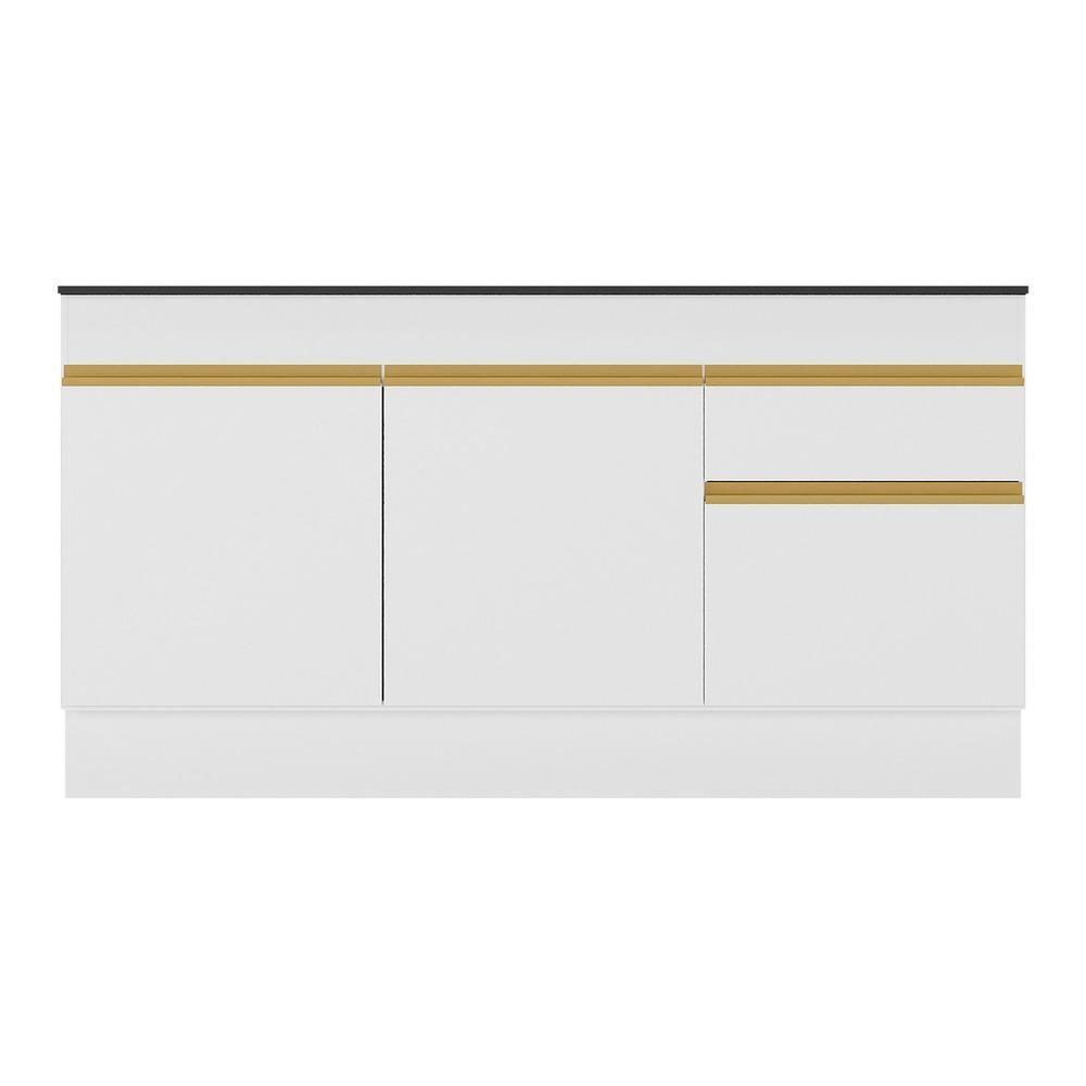 Balcão Cozinha Com Rodapé Gabinete Pia 150 Cm 3 Portas 1 Gaveta Veneza Gw Multimóveis Mp2115 Branco - 2