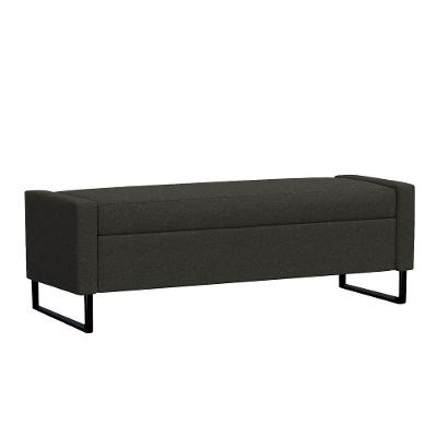 Recamier Bau Paris Base De Metal 1,20m Suede Preto - Inova Decorações