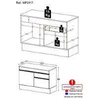 Balcão Cozinha 120cm 2 Portas 1 Gaveta Multimóveis Branco - 5