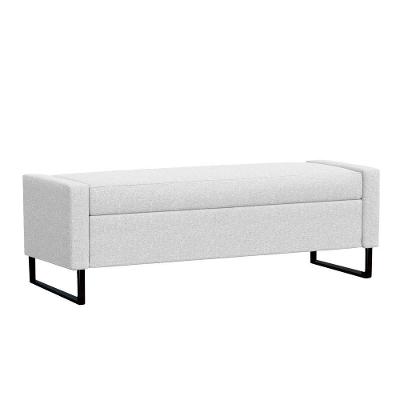 Recamier Bau Paris Base De Metal 1,20m Suede Branco - Inova Decorações