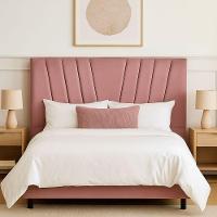 Cabeceira Estofada Solteirão 100 Cm Joana Em Suede E Frame Rosê - 2