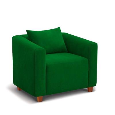 Poltrona Decorativa Helena Suede Verde - Inova Decorações