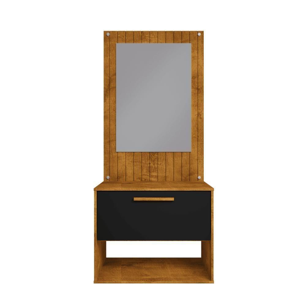 Conjunto Gabinete Com Espelheira Para Banheiro Zenit Naturalle Preto Fosco - 7