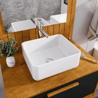 Conjunto Gabinete Com Espelheira Para Banheiro Zenit Naturalle Preto Fosco - 5