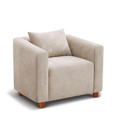 Poltrona Decorativa Helena Suede Bege - Inova Decorações