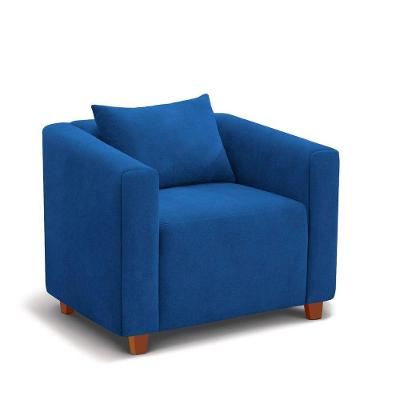 Poltrona Decorativa Helena Suede Azul Marinho - Inova Decorações