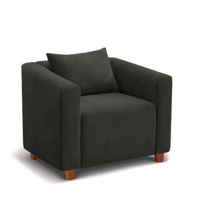 Poltrona Decorativa Helena Linho Preto - Inova Decorações