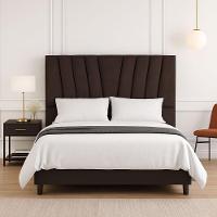 Cabeceira Cama Box King 195 Cm Vivian Em Suede Com Frame Marrom - 1