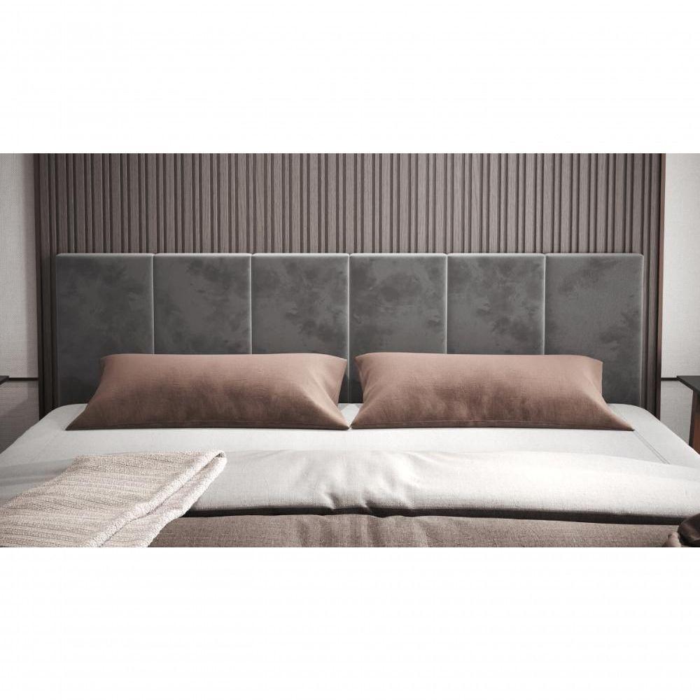 Cabeceira King Clara 1.95 Almofadada Sued Cinza - 1