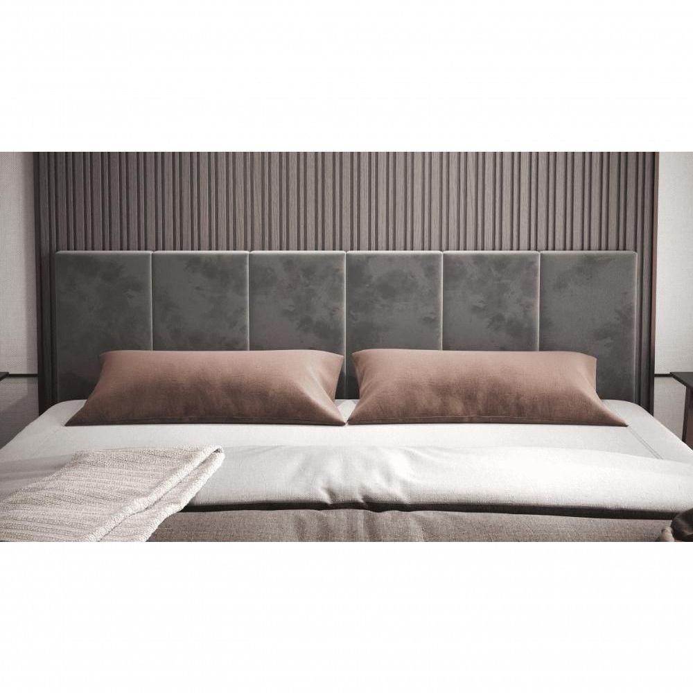 Cabeceira King Clara 1.95 Almofadada Sued Cinza - 2