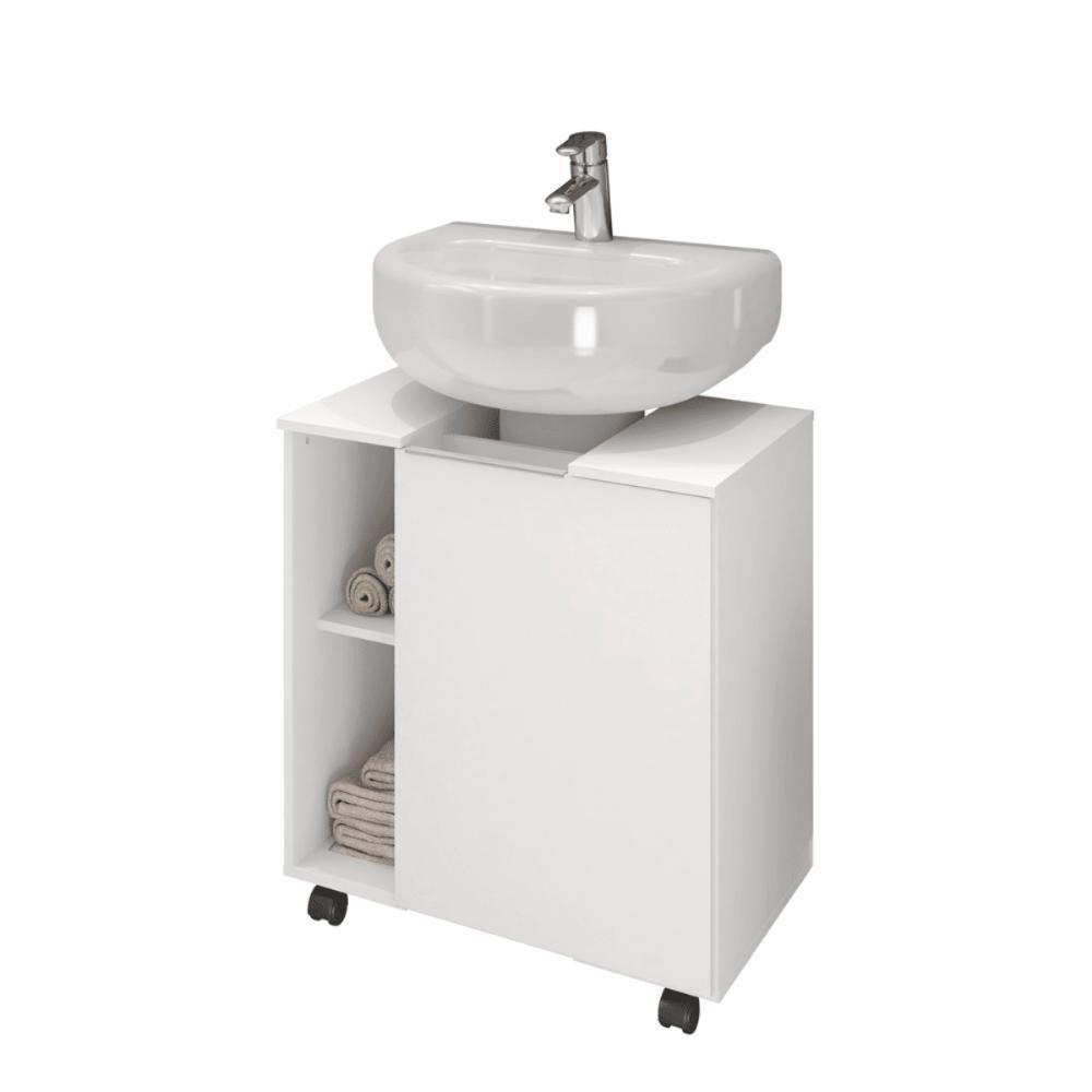 Gabinete Para Banheiro Pequin Com Porta E 6 Nichos Branco - 4