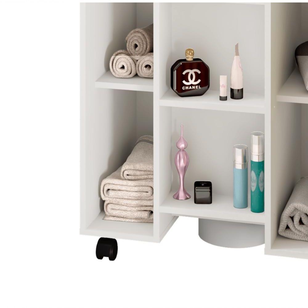 Gabinete Para Banheiro Pequin Com Porta E 6 Nichos Branco - 5