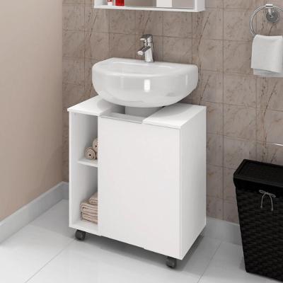 Gabinete Para Banheiro Pequin Com Porta E 6 Nichos Branco