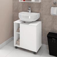 Gabinete Para Banheiro Pequin Com Porta E 6 Nichos Branco - 2