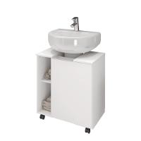 Gabinete Para Banheiro Pequin Com Porta E 6 Nichos Branco