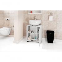 Gabinete Para Banheiro Lisboa Com Porta E 6 Nichos Branco - 3