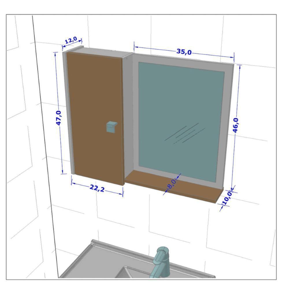 Espelheira Gênova Para Banheiro Com Porta E 6 Nichos E Prateleira Branco-nero - 4