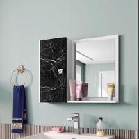 Espelheira Gênova Para Banheiro Com Porta E 6 Nichos E Prateleira Branco-nero - 1