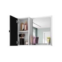 Espelheira Gênova Para Banheiro Com Porta E 6 Nichos E Prateleira Branco-nero - 3