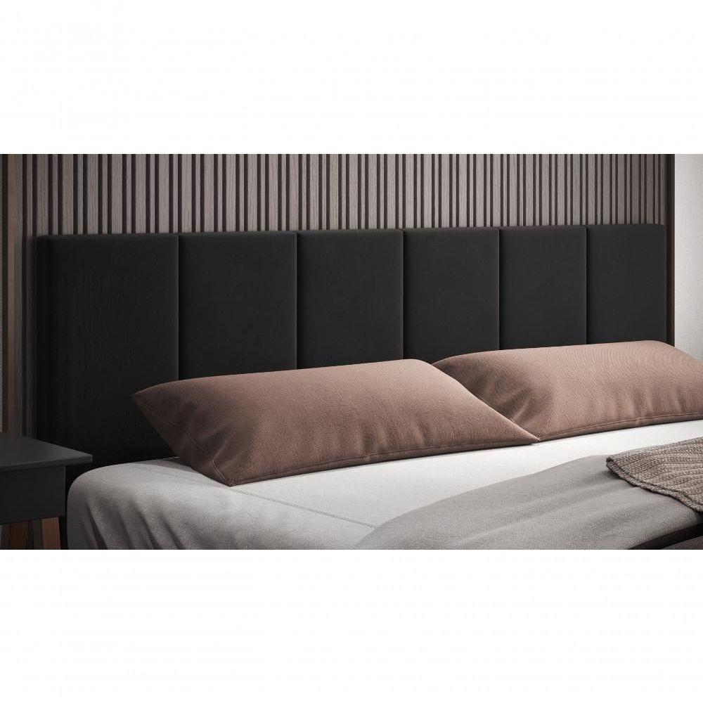Cabeceira King Laura 1.95 Almofadada Sued Preto - 3