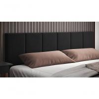 Cabeceira King Laura 1.95 Almofadada Sued Preto - 3