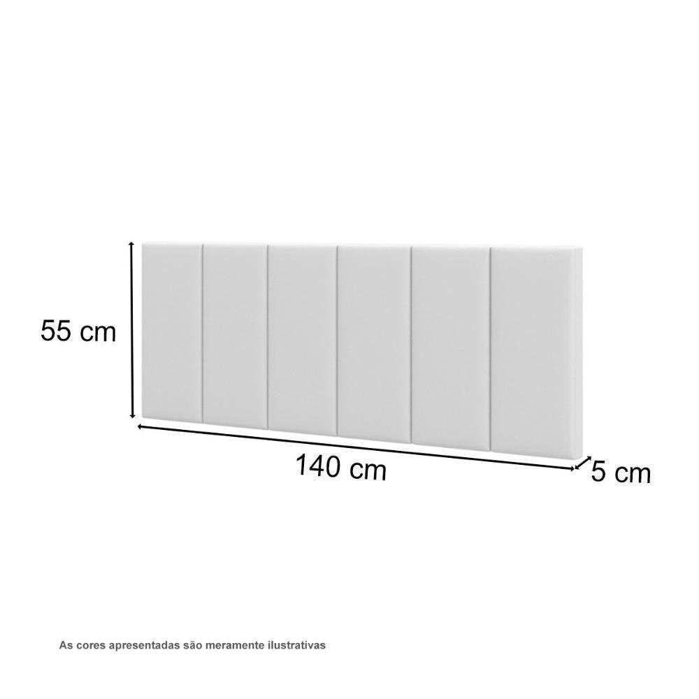 Cabeceira Casal Laura 1,40 Almofadada Corino Branco - 3
