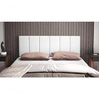 Cabeceira Casal Laura 1,40 Almofadada Corino Branco - 1