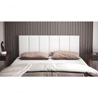 Cabeceira Casal Clara 1,40 Almofadada Corino Branco - 1