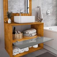 Conjunto Gabinete Com Espelheira Para Banheiro Zenit Naturalle-titanium - 3