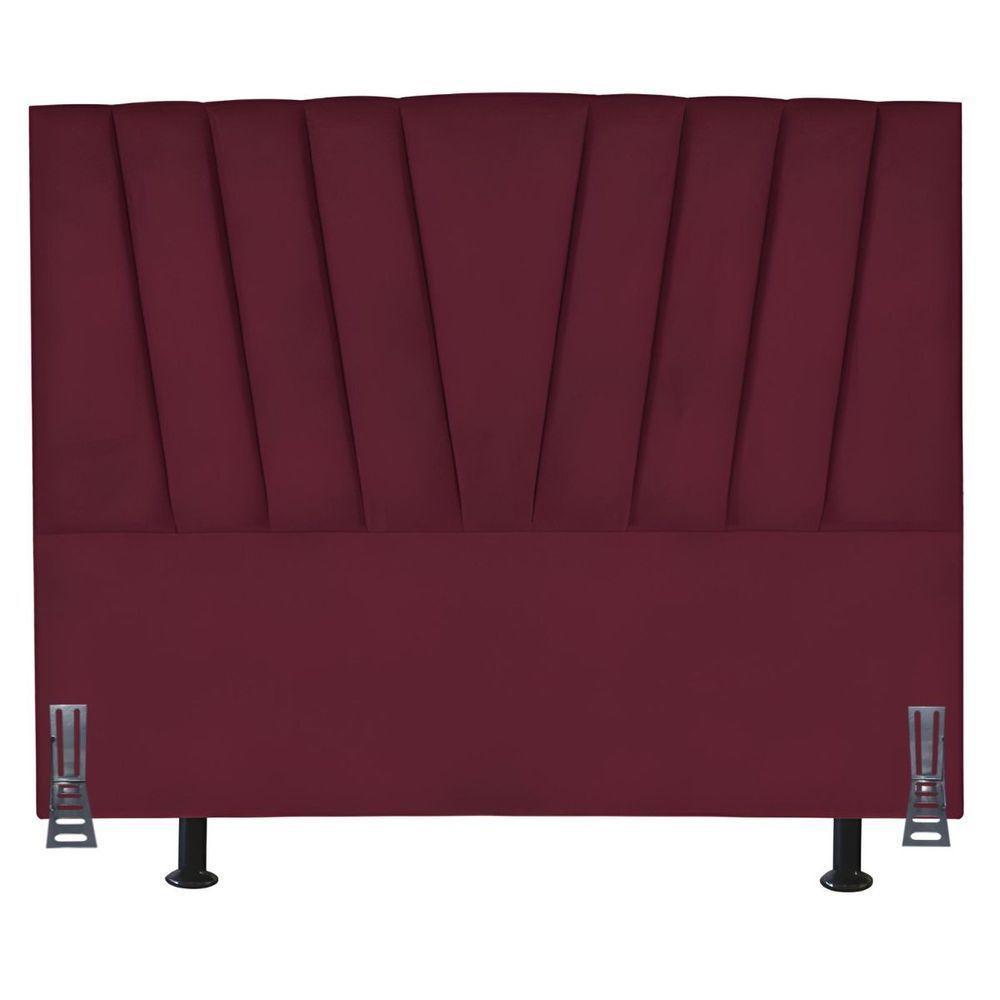 Cabeceira Estofada Solteiro 90 Cm Vivian Em Suede Com Frame Bordo - 4