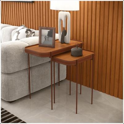 Conjunto Mesas Laterais P E G Mavi Nature Com Pes Metal Cobre