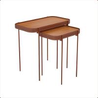 Conjunto Mesas Laterais P E G Mavi Nature Com Pes Metal Cobre - 3