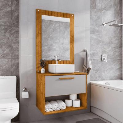 Conjunto Gabinete Com Espelheira Para Banheiro Orion Naturalle Off-white