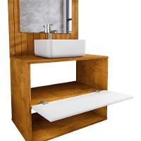 Conjunto Gabinete Com Espelheira Para Banheiro Orion Naturalle Off-white - 8