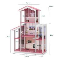 Mega Casa De Boneca Sonho 8 Cômodos Branco Rosa - 4