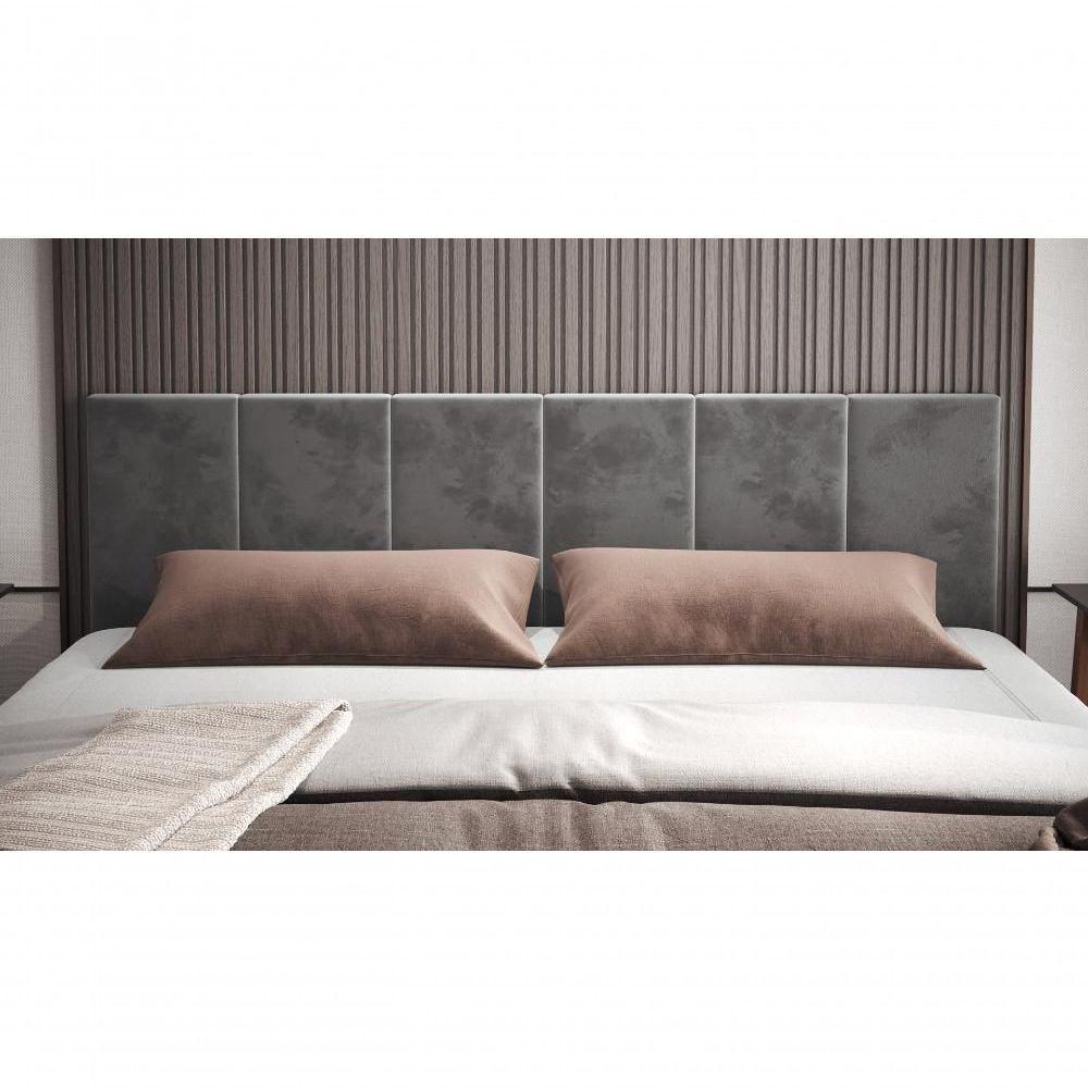 Cabeceira King Laura 1.95 Almofadada Sued Cinza - 1