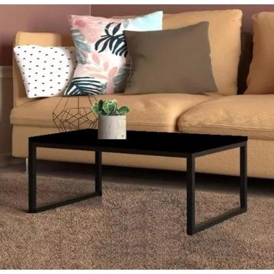 Mesa Centro Sala Pés De Ferro Industrial 80x40 Tampo Mdf Preto Rubi