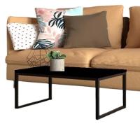 Mesa Centro Sala Pés De Ferro Industrial 80x40 Tampo Mdf Preto Rubi - 2