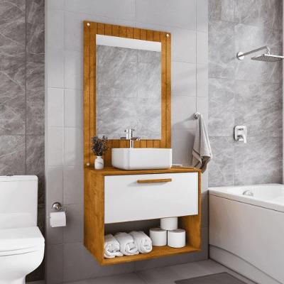 Conjunto Gabinete Com Espelheira Para Banheiro Zenit Naturalle Branco