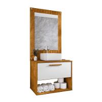 Conjunto Gabinete Com Espelheira Para Banheiro Zenit Naturalle Branco - 6
