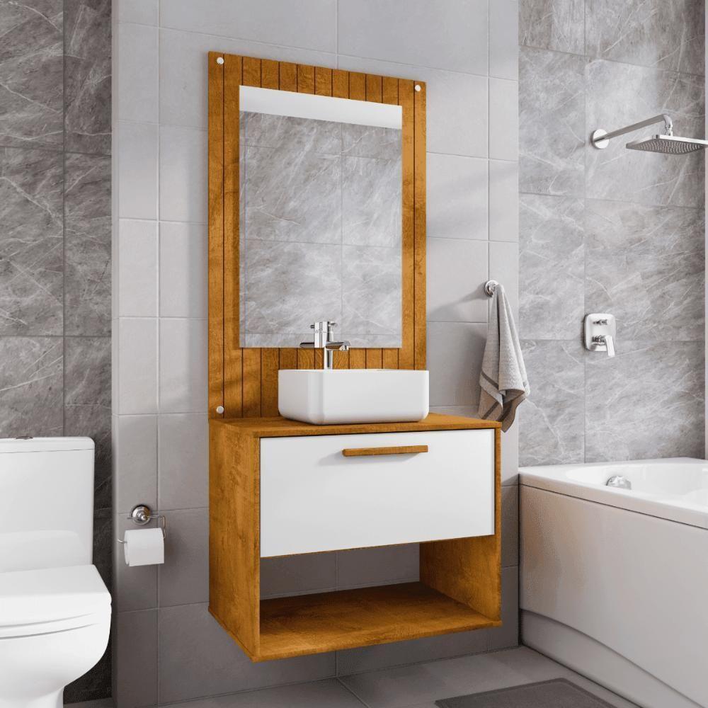 Conjunto Gabinete Com Espelheira Para Banheiro Orion Naturalle Branco - 6