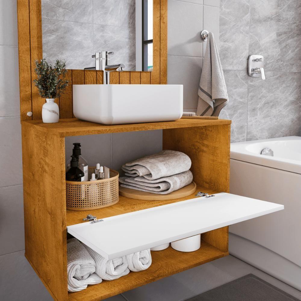 Conjunto Gabinete Com Espelheira Para Banheiro Orion Naturalle Branco - 7