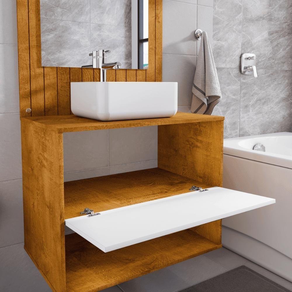 Conjunto Gabinete Com Espelheira Para Banheiro Orion Naturalle Branco - 8