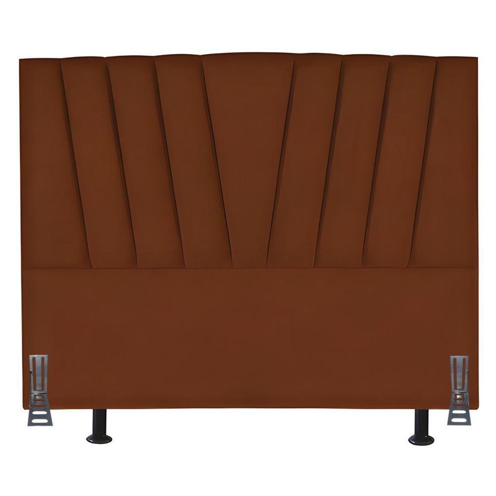 Cabeceira Estofada Solteiro 90 Cm Vivian Em Suede Com Frame Terracota - 2