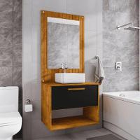 Conjunto Gabinete Com Espelheira Para Banheiro Orion Naturalle Preto Fosco - 2