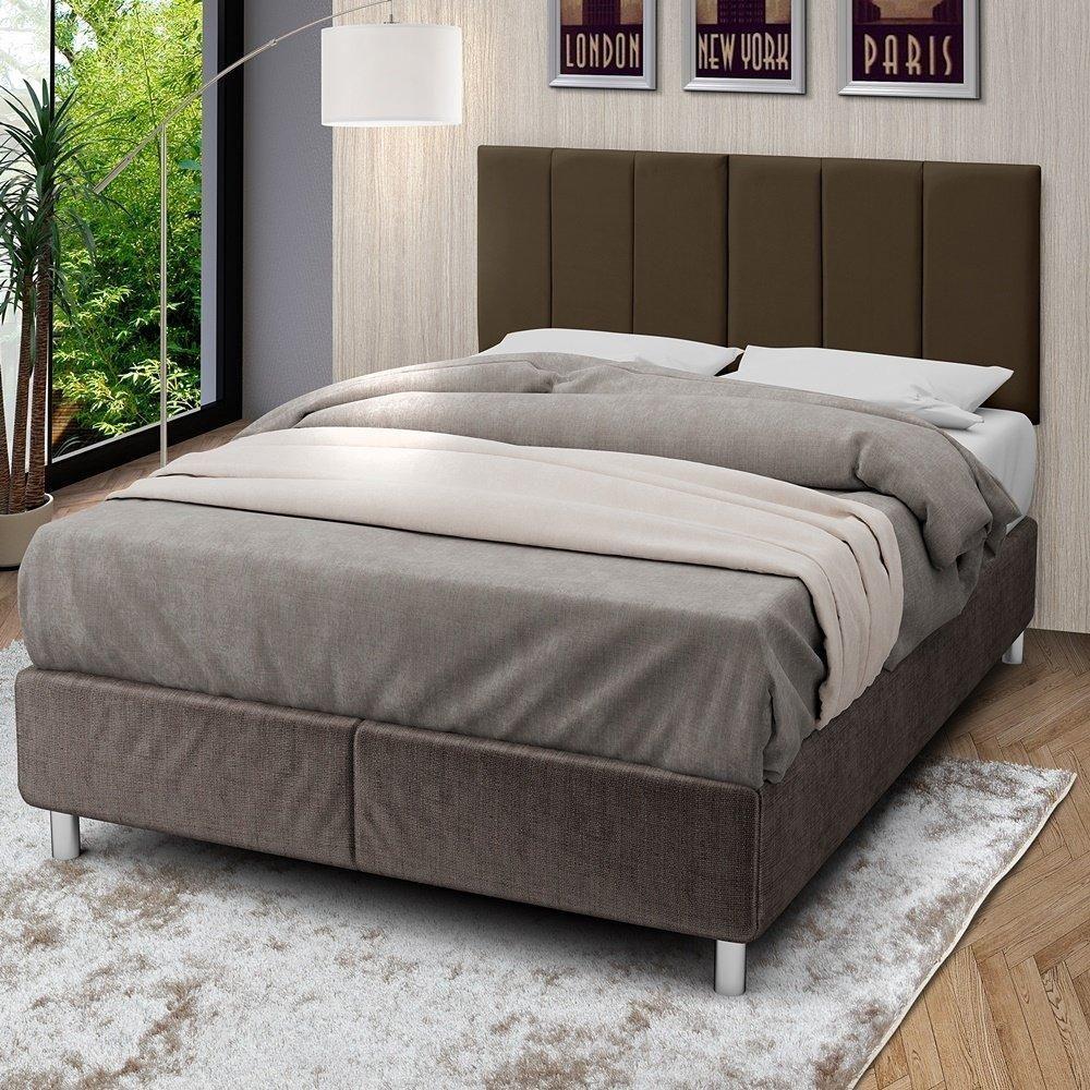 Cabeceira Casal Laura 1,40 Almofadada Sued Marron - 1