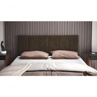 Cabeceira Casal Laura 1,40 Almofadada Sued Marron - 2