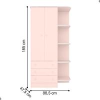 Conjunto Infantil Doce Sonho Rosa Acetinado Berço Doce Sonho + Kit Rodízios + Cômoda Doce Sonho + Guarda-roupa - 3