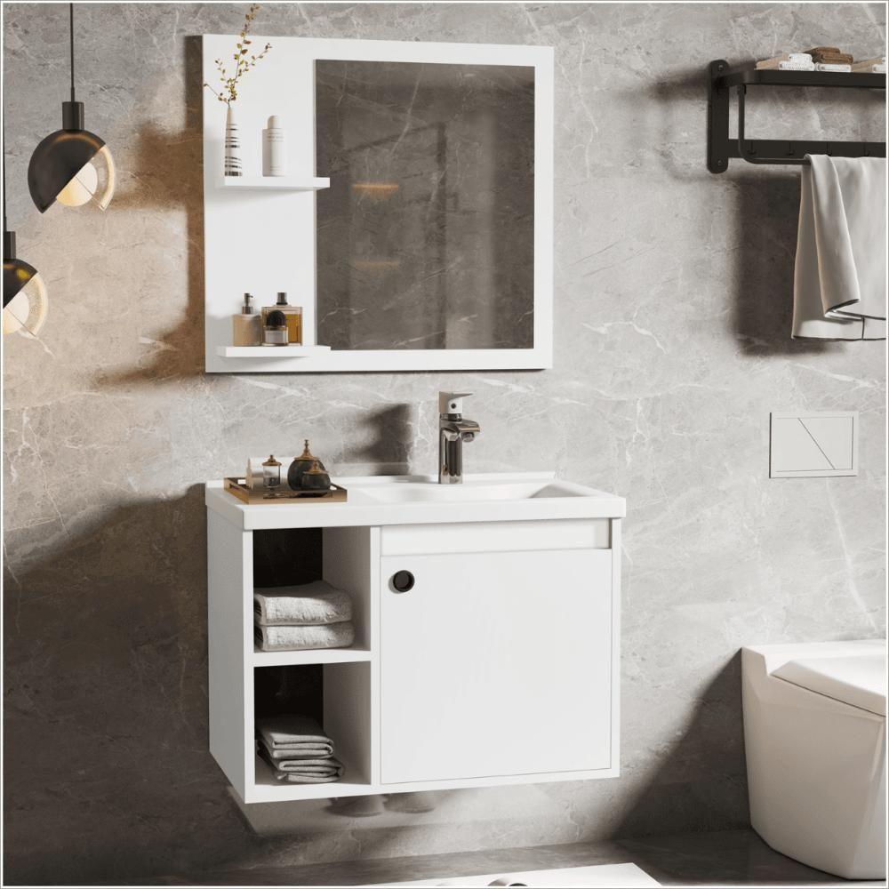 Conjunto Gabinete Com Espelheira E Cuba Para Banheiro Éden Branco - 1
