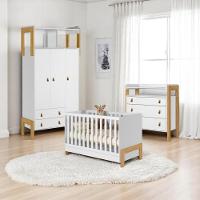 Conjunto Infantil Fantasia Branco Acetinado Berço Mini Camacômodaguarda-roupa 3 Portas 2 Gavetas - 1